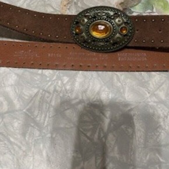 Silver Bullet Genuine Leather Made In Canada Belt Gorgeous Faux Gemstones - Picture 1 of 4